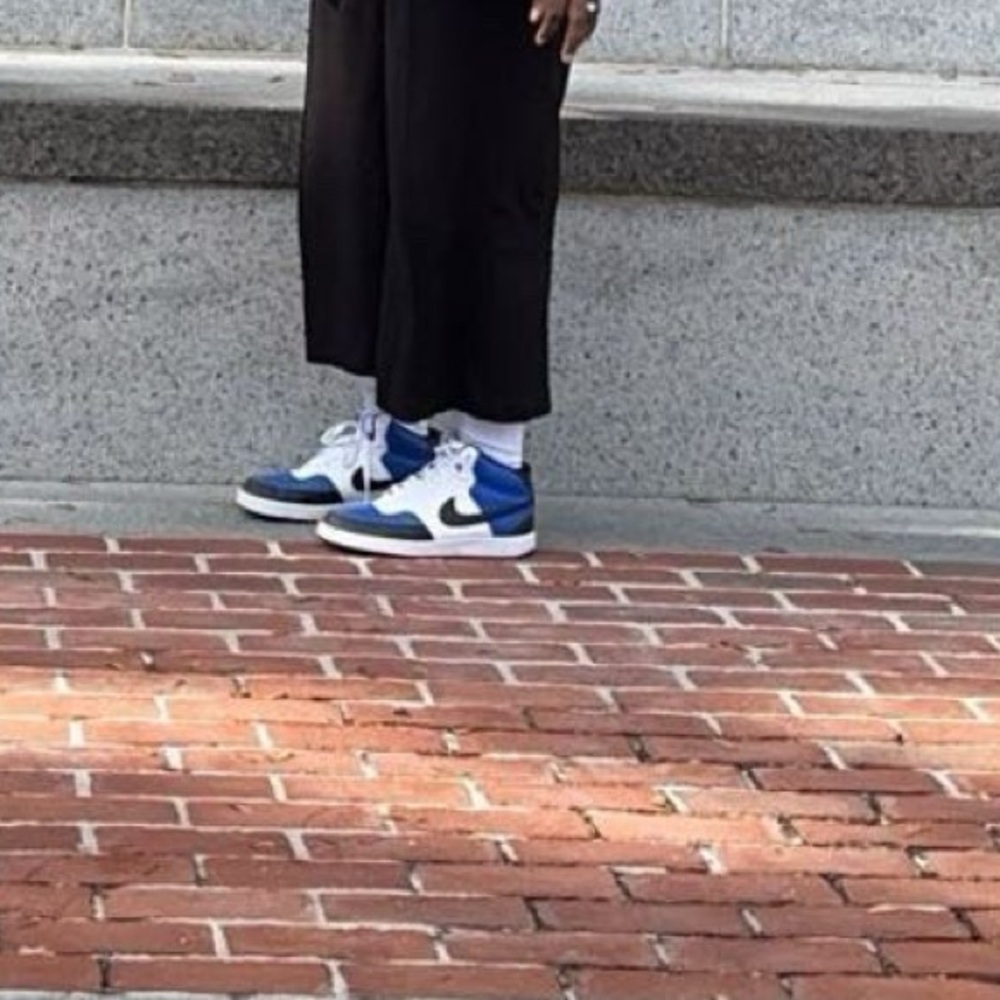 Black and Blue High-Top Sneakers